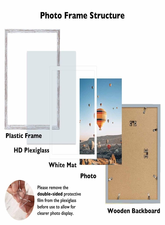 JCJMY 12x16 Picture Frame Rustic White with 11x14 Mat, Display Photo 11x14 with Mat or 12 x 16 Without Mat, Wall Hanging Large Frame with Plexiglass, Rustic White - Image 2